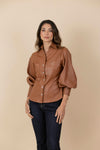 Blusa Chaqueta Ecocuero Lourdes Marrón