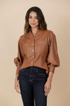 Blusa Chaqueta Ecocuero Lourdes Marrón
