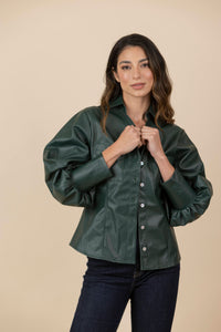 Blusa Chaqueta Ecocuero Lourdes Verde Botella