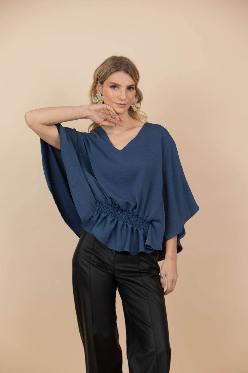 Blusa Matilde Azul Petróleo