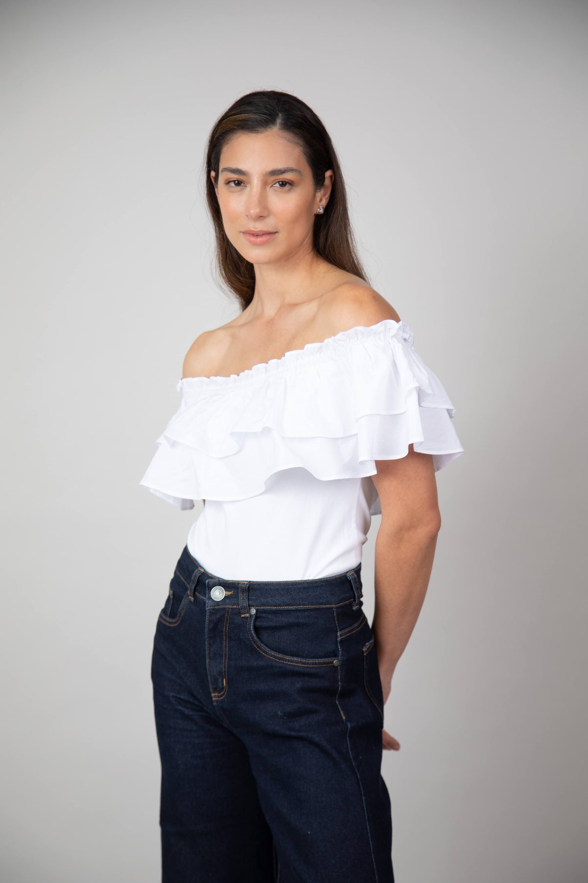 Blusa Mila Cuello Bandeja de Arandela Marfil