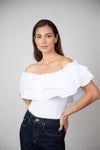 Blusa Mila Cuello Bandeja de Arandela Marfil