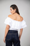 Blusa Mila Cuello Bandeja de Arandela Marfil