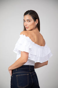 Blusa Mila Cuello Bandeja de Arandela Marfil