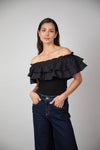 Blusa Mila Cuello Bandeja de Arandela Negra