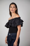 Blusa Mila Cuello Bandeja de Arandela Negra
