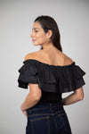 Blusa Mila Cuello Bandeja de Arandela Negra