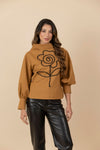 Buzo Bordado Flor Gaia Mostaza