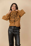 Buzo Bordado Flor Gaia Mostaza