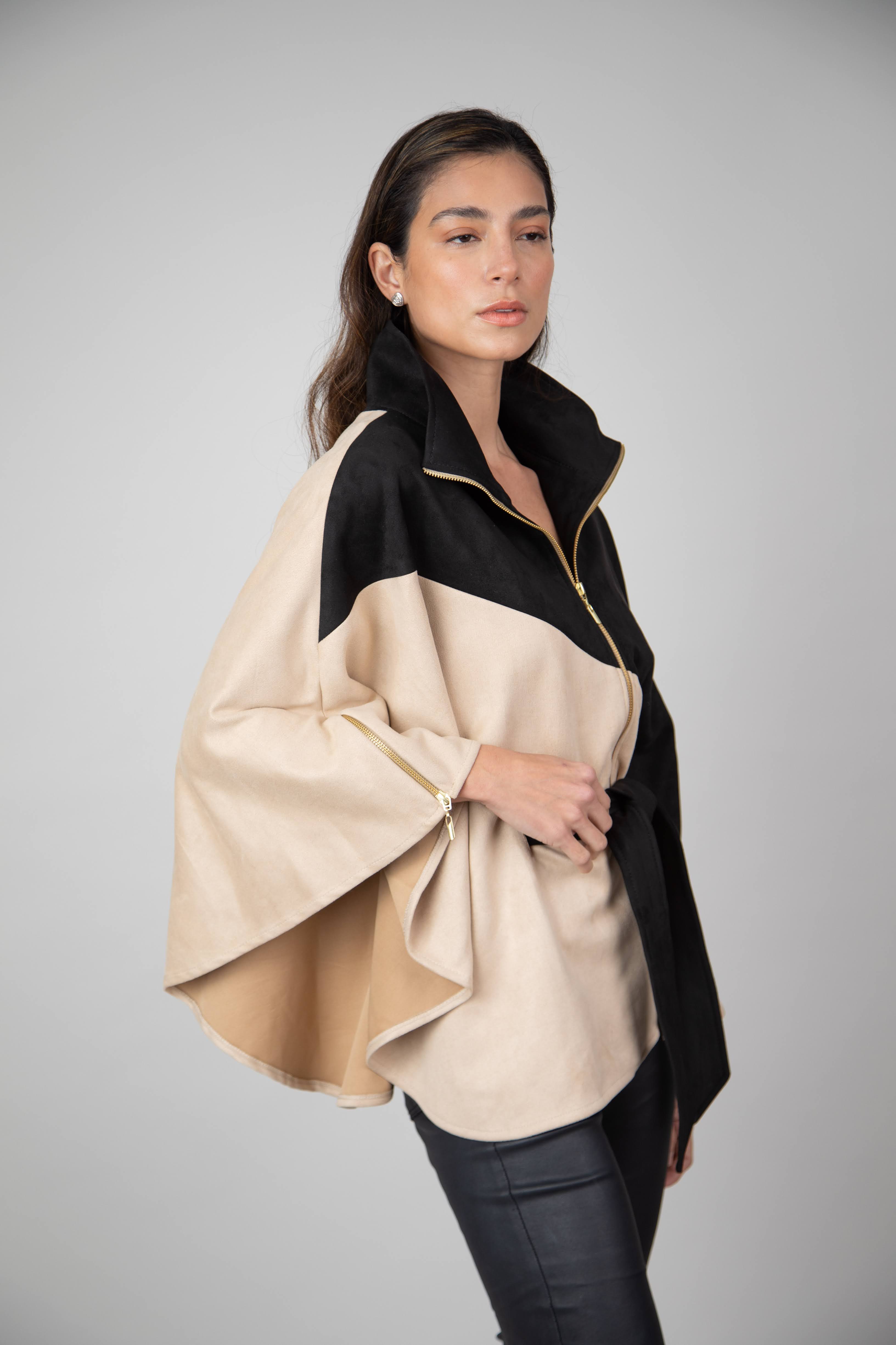 Capa Bicolor Carla Negro/Beige
