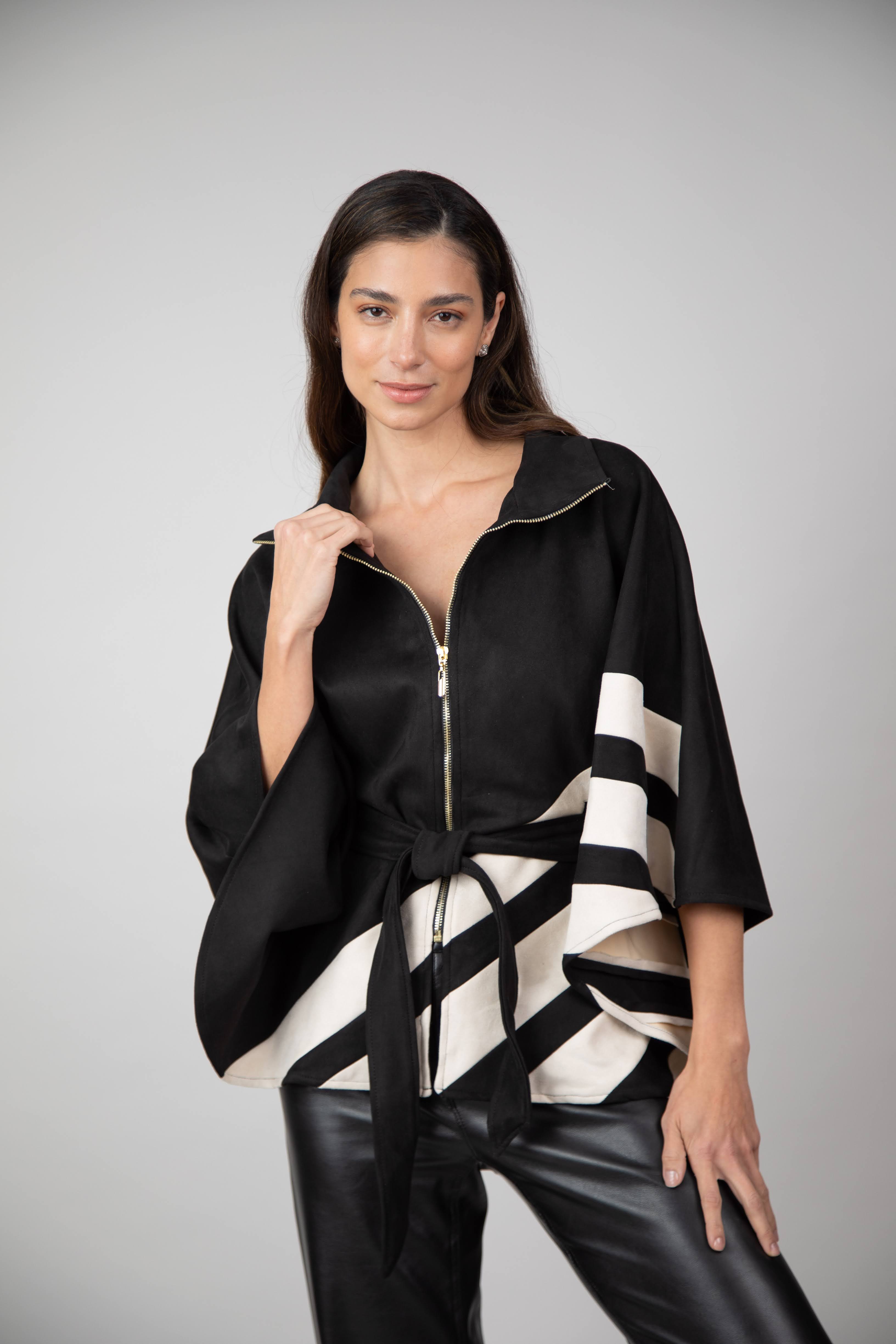 Capa Cebra Diagonal Negro / Marfil