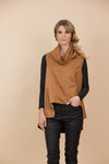 Chaleco Claudia Combinado Tela Gamuzada y Ecocuero Camel