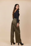 Pantalon Cinturón De Hojas Suede Verde Olivo