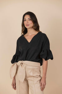 Pantalon Cinturón De Hojas Suede Beige