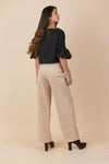 Pantalon Cinturón De Hojas Suede Beige